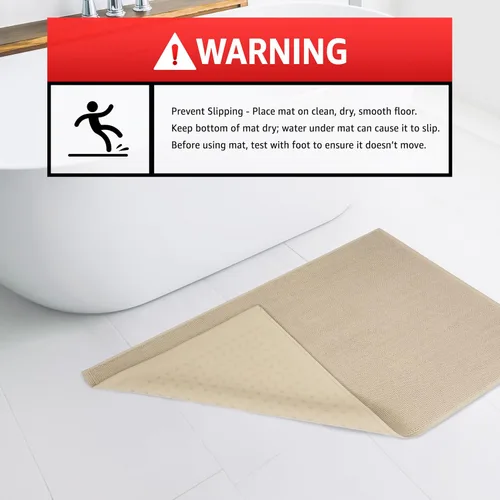 Miniatura 4 de American Soft Linen - Alfombra de baño antideslizante, 100% de algodón, 17 x 24 pulgadas, alfombras de baño lavables, tapetes peludos, color beige