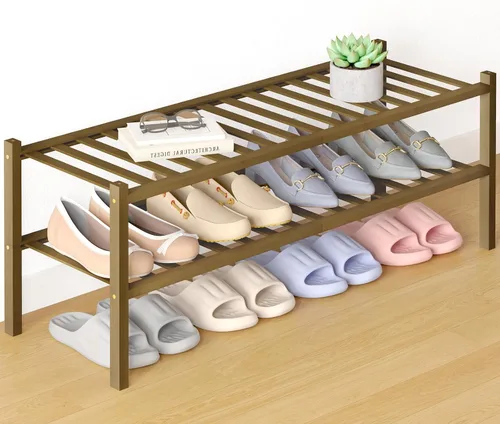 Miniatura 86 de Smiry Zapatero de bambú para clóset, organizador de zapatos apilable de 4 niveles largo de madera, estante de almacenamiento de zapatos Negro