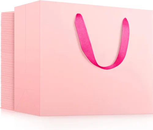 Miniatura 20 de EUSOAR Bolsas de regalo grandes negras, paquete de 12 bolsas de papel de compras de 16 x 6 x 12 pulgadas con asas, bolsa de mercancía de papel kraft