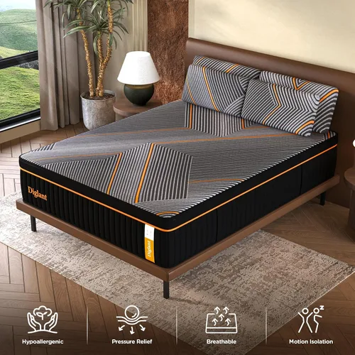 Miniatura 5 de DIGLANT Colchón Queen híbrido de felpa de 14 pulgadas con resortes individuales en caja, colchón de felpa para aliviar la presión, certificado