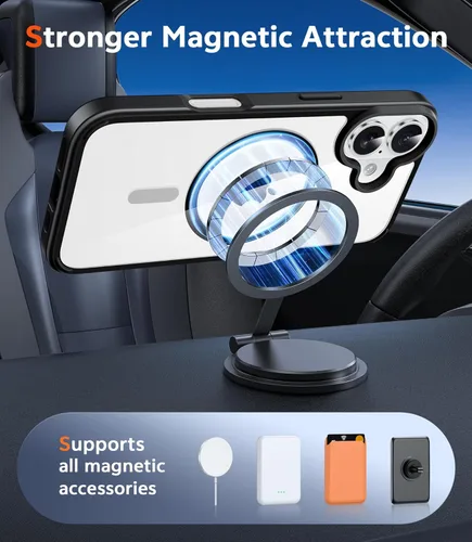 Miniatura 34 de FNTCASE Funda para iPhone 13 Pro-Max: Fundas magnéticas transparentes compatibles con Magsafe Slim anti amarillamiento protección contra caídas