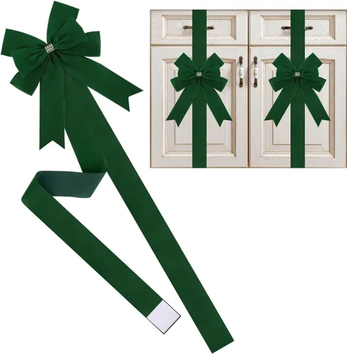 Miniatura 15 de Meseey 6 lazos grandes de terciopelo para armarios, lazos para puerta de armarios para Acción de Gracias, otoño, Halloween, Navidad, fiesta (negro)