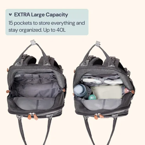 Miniatura 51 de BabbleRoo - Mochila para pañales - Bolso de viaje con artículos esenciales para bebés - Mochila multifunción resistente al agua, bolso de viaje