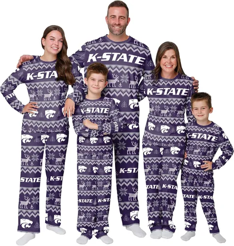 Miniatura 21 de FOCO NCAA para mujeres - Conjunto de pijamas familiares navideños a juego con patrón feo del equipo universitario de la NCAA Patrón feo navideño