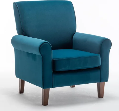 Miniatura 20 de Container Furniture Direct Sillón clásico con marco de madera de abedul y cómodos reposabrazos enrollados, sillones para sala de estar, dormitorio