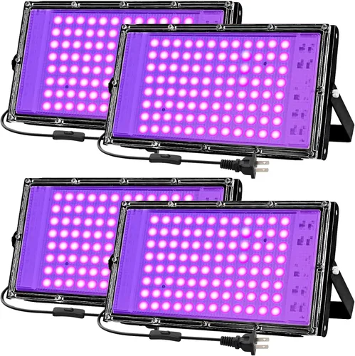 Miniatura 10 de Luces negras de 50 W para fiesta brillante, luz negra de alta potencia para iCreating de 395 nm, luz negra UV, reflector, luces negras moradas