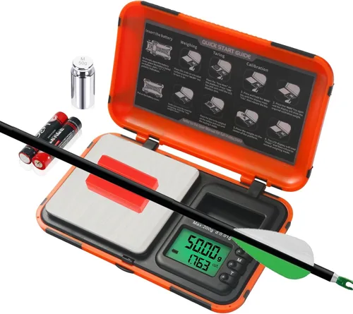 Miniatura 9 de Báscula de tiro con arco de doble unidad y pantalla HD, escala digital LCD de flechas de bolsillo, escala de 7.05 oz x 0.00 oz de gramos, mini