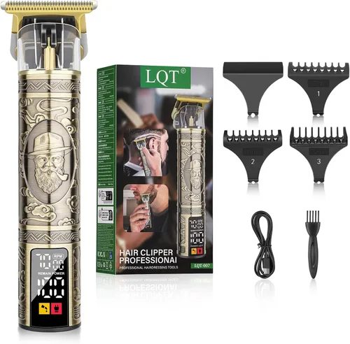 Recortadora de barba profesional para hombres, 3 velocidades (6500/7000/7500 RPM), recortadora de hoja en T sin huecos con pantalla LCD, bordeadora