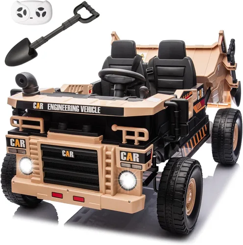 Camión eléctrico de juguete para niños de 12 V 10 AH de 2 plazas con cama volquete eléctrica, control remoto para padres, automóvil tractor,