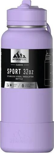 Miniatura 28 de Hydrapeak Botella de agua deportiva aislada de 32 onzas con tapa con popote, a prueba de fugas y derrames, mantiene las bebidas frías durante 24