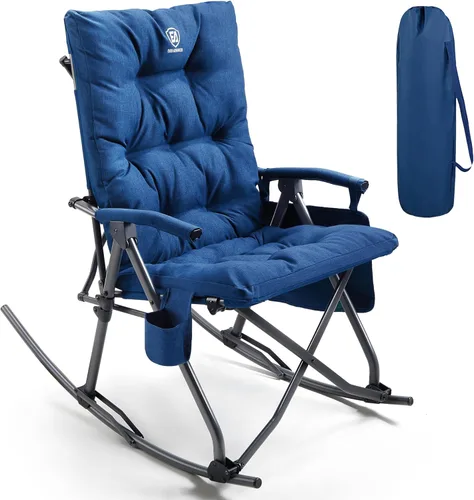 Miniatura 16 de EVER ADVANCED Silla de camping basculante plegable extragrande, silla de columpio portátil acolchada para patio, césped y exteriores, sillón duro