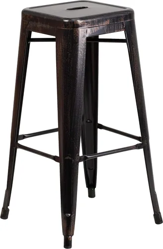 Miniatura 38 de Flash Furniture Lily - Juego de 4 taburetes de bar de metal rojo sin respaldo de 30 pulgadas de alto grado comercial para interiores y exteriores