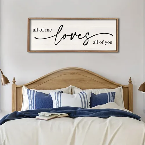Miniatura 11 de Letrero de decoración de pared con texto en inglés «Give It To God And Go To Sleep», 32 x 12 pulgadas, para dormitorio principal sobre la cama