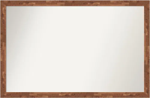 Amanti Art Espejo de baño marrón para sobre el fregadero, 27 x 41 pulgadas, espejo rectangular de pecan ligero fresco, marco de madera rústica Nuez