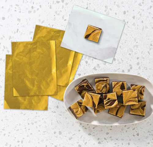 Miniatura 7 de Better Kitchen Products Envolturas de caramelo de papel de aluminio dorado, 6 x 7.5 pulgadas, parte trasera plateada, embalaje individual
