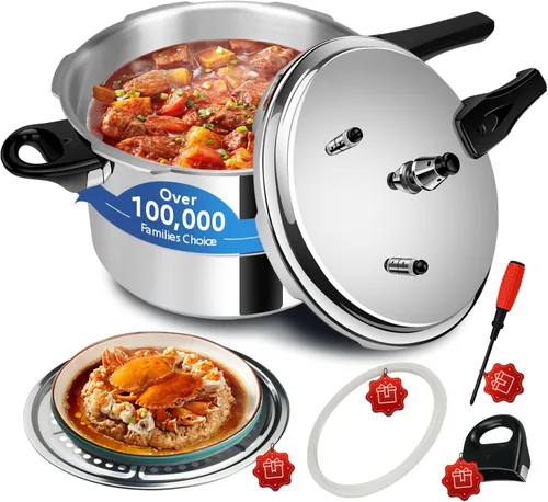 Miniatura 9 de Olla a presión pequeña de aluminio de 3.18 cuartos de galón, olla de presión, compatible con todas las estufas de inducción, mini olla a presión