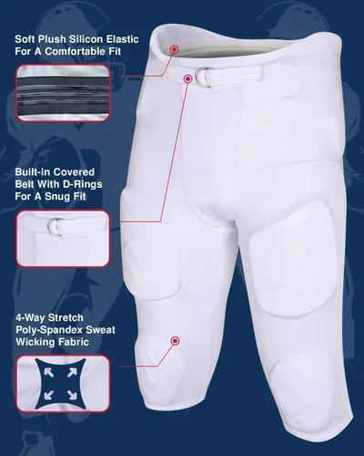 Miniatura 2 de Exxact Sports Gladiator - Pantalones de fútbol integrados para hombre con almohadillas, pantalones de práctica de fútbol, pantalones de fútbol