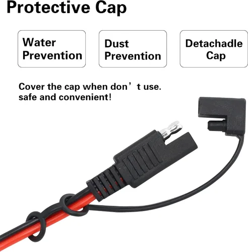 Miniatura 5 de Conector de batería SAE YACSEJAO 2FT/60CM 18AWG SAE a conector de terminal de junta tórica de 2 pines de desconexión rápida SAE Cable de extensión