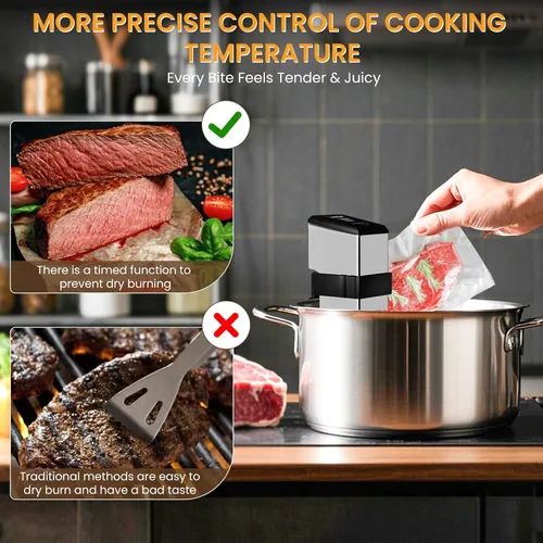 Miniatura 5 de Máquina comercial Sous Vide de 1600 W, cocina de circulación de agua de 360°, circulador de inmersión de calentamiento rápido ultra silencioso de 15