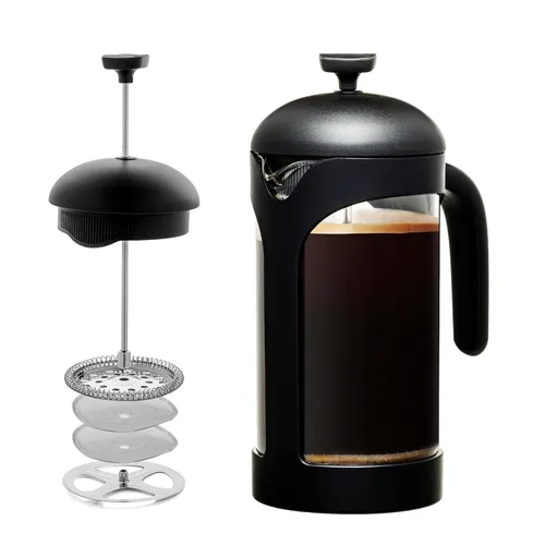 Miniatura 11 de OVENTE Cafetera de prensa francesa de 12 onzas con vidrio de borosilicato resistente al calor y sistema de filtración de acero inoxidable de 4