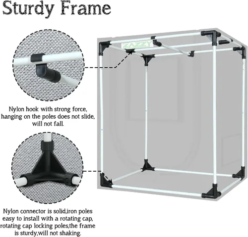 Miniatura 7 de zazzy Carpa de Cultivo 18"x30"x36" Hidropónica de Servicio Pesado Cuarto Oscuro Reflectante Mylar Carpas de Cultivo con Ventana y Bandeja de Piso