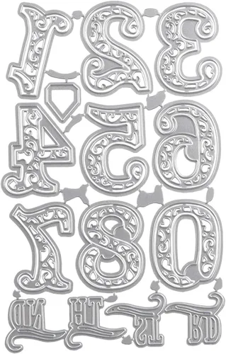 Miniatura 5 de Troqueles de números para hacer tarjetas de álbumes de recortes, 0 ~ 9 números arábigos de corte de metal, números troquelados para regalo