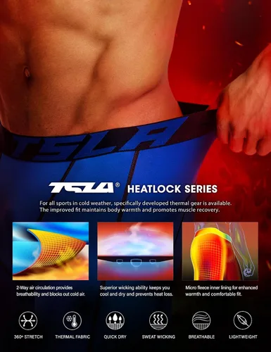 Miniatura 5 de TSLA - Paquete de 1 o 2 pantalones térmicos de compresión para hombre, leggings deportivos y mallas para correr, pantalones para usar como primera