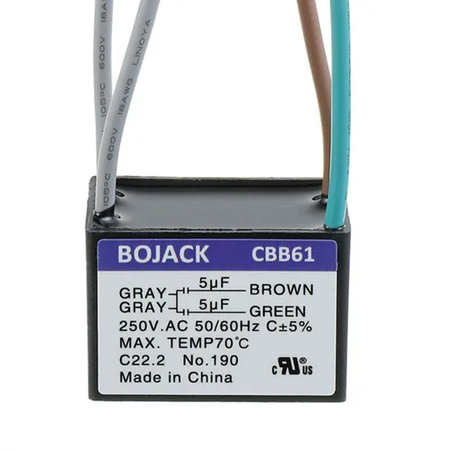 Miniatura 6 de BOJACK CBB61 4uF+5uF+6uF 250V AC Ventilador de techo Condensador de arranque para compatible con Harbor Breeze & New Tech 5 Wire