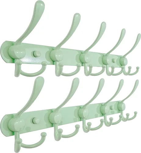 Miniatura 15 de Dseap - Perchero para pared, 5 ganchos triples, resistente, acero inoxidable, riel de gancho de metal para abrigos, sombreros, toallas, bolsos
