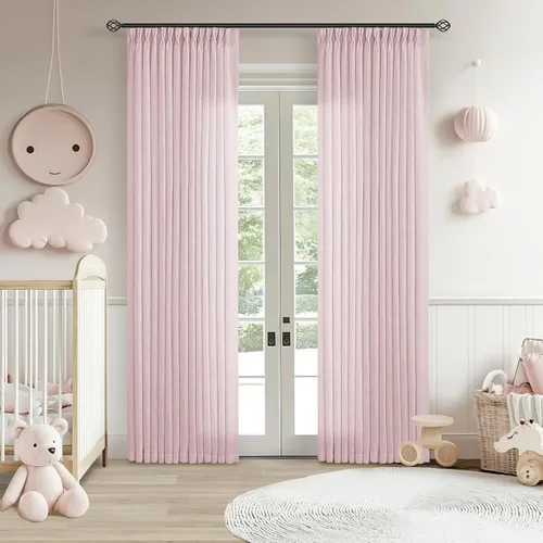 Miniatura 71 de Cortinas de lino natural con pliegues fruncidos de 120 pulgadas de largo para sala de estar, cortinas plisadas con ganchos y lengüeta trasera