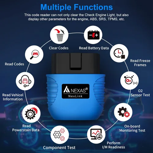 Miniatura 2 de NEXAS NexLink - Escáner OBD2 Bluetooth 5.0, inalámbrico compatible con aplicaciones de terceros, lector de código universal para automóviles