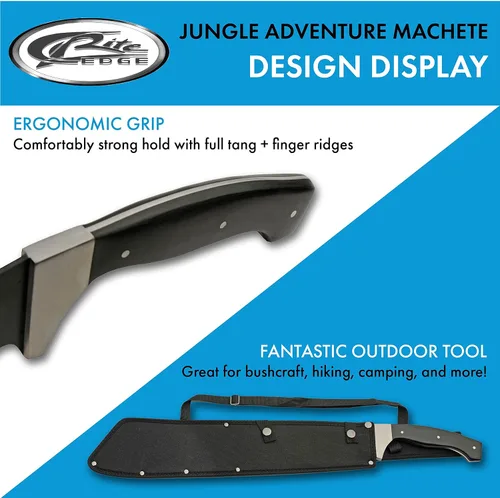Miniatura 4 de SZCO Supplies - Machete de hoja de madera resistente de 25 pulgadas, machete marrón con mango de madera, hoja de acero inoxidable y funda, cuchillo