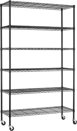 Miniatura 13 de Estantería de 3 niveles, estantería pequeña ajustable para armario, estantes de almacenamiento de cocina con ruedas, organizador de alambre de acero