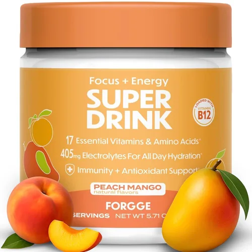 Miniatura 11 de Forgge Polvo de Mezcla para Bebida Energética Saludable - Cafeína Limpia + Vitaminas B12, B6, C y D - Polvo de Bebida Energética sin Azúcar