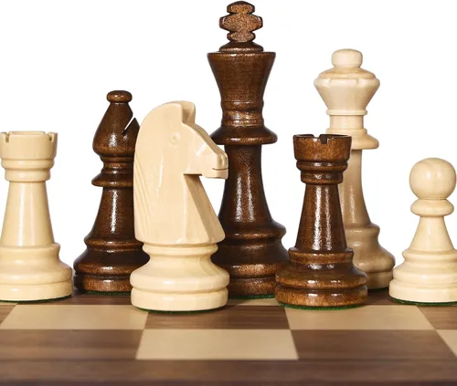 Miniatura 7 de Vamslove Piezas de Ajedrez de Madera Pesadas Solamente - Rey de 3.8'' - 2 Reinas Extra - 34 Piezas de Ajedrez de Madera de Torneo para Juego