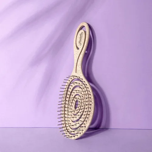 Miniatura 5 de Ninabella Cepillo desenredante para cabello para mujeres y hombres, no tira, cepillos alisadores para cabello liso y rizado, cepillo único en Crema