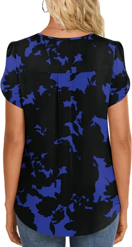 Miniatura 3 de HOTGIFT - Blusas de verano con volantes de gasa de manga corta para mujeres, camisetas sueltas y cómodas