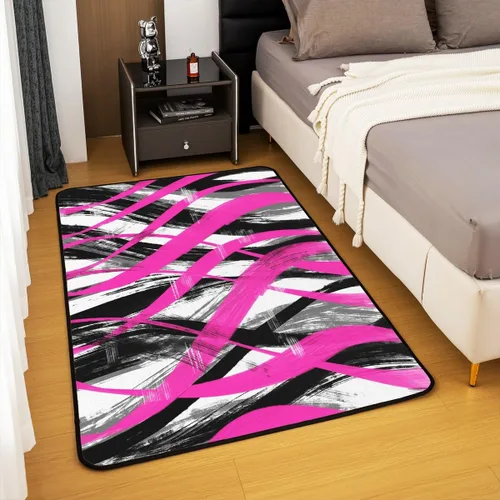 Miniatura 4 de Feelyou Alfombra de sala de estar, 3 x 5 pies, diseño geométrico para niños, diseño moderno a rayas, para interiores, antideslizante, con diseño
