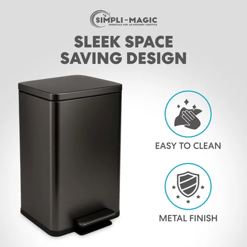 Miniatura 7 de SIMPLI-Magic 13.2 galones (50L) Tacho de basura con pedal – Bote de basura para cocina con tapa de cierre lento – Control de olores, manos libres
