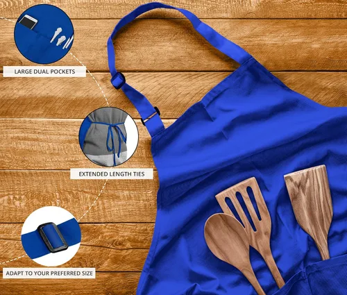 Miniatura 3 de Utopia Kitchen Paquete de 10 delantales ajustables con 2 bolsillos, resistente al agua y al aceite, delantal de chef de cocina para mujeres