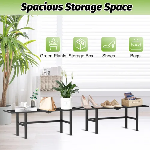 Miniatura 5 de Paquete de 2 soportes para plantas de 1 nivel para interiores y exteriores, estante plegable de metal para plantas, diseño estrecho de 8.7 pulgadas