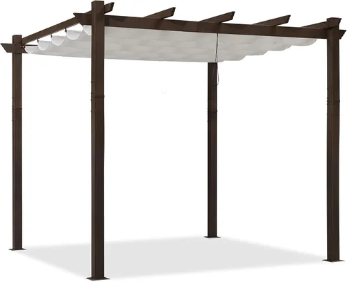 Miniatura 9 de PURPLE LEAF Pergola Pérgola - Pérgola retráctil de metal para exteriores de 10 x 10 pies con toldo para patio y jardín, parrilla de pabellón
