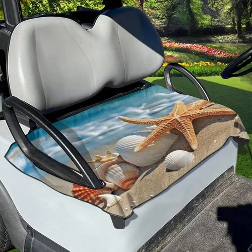 Miniatura 2 de TODIYADDU Fundas de asiento de carrito de golf con estrellas de mar 3D, cómoda manta de toalla de asiento de carrito de golf con patrones únicos