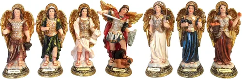 Love's Gift Estatua de siete arcángeles de 6 pulgadas, juego completo de siete ángeles, colección sagrada, decoración religiosa, escultura de Pascua