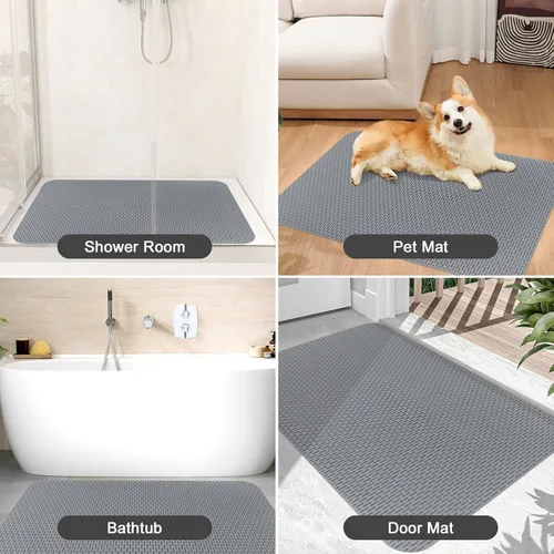 Miniatura 8 de Alfombrilla de ducha antideslizante: 35 x 24 pulgadas, extra grande para ducha interior, tapete de ducha antideslizante de PVC recortable, sin olor
