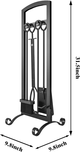 Miniatura 3 de Juego de herramientas para chimenea de 5 piezas, accesorios elegantes y simples para el hogar con póker, pinzas, pala, cepillo, negro