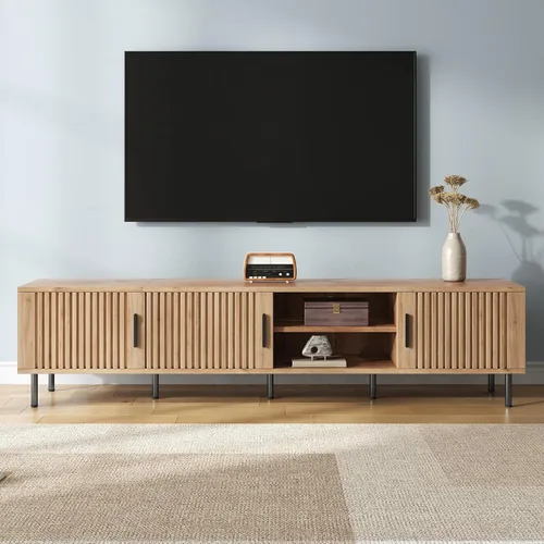 Miniatura 15 de Soporte de TV moderno de 70.8 pulgadas para televisores de hasta 80 pulgadas, centro de entretenimiento con 3 cajones y 2 gabinetes, diseño