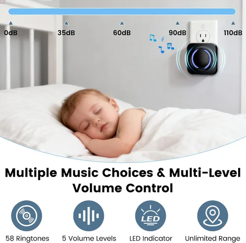 Miniatura 3 de LUCKYDUO Timbre inalámbrico inteligente – Compatible con parpadeos, anillo, timbres de video Google Nest, configuración de aplicación, 5 timbres