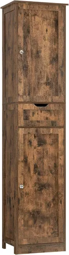 Miniatura 10 de Iwell Armario de almacenamiento de 57.8 pulgadas de alto con 2 cajones y 2 estantes ajustables, armario de cocina con 4 puertas, armario alto