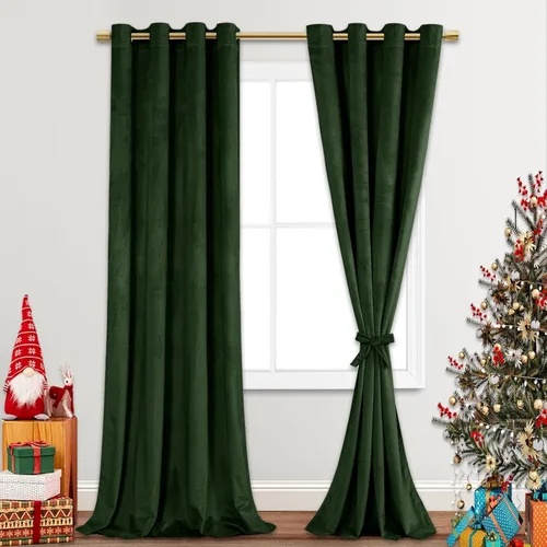 Miniatura 74 de JIUZHEN - Cortinas de terciopelo gris de 63 pulgadas opacas para sala de estar - Cortinas gruesas de terciopelo con ojales para ventana